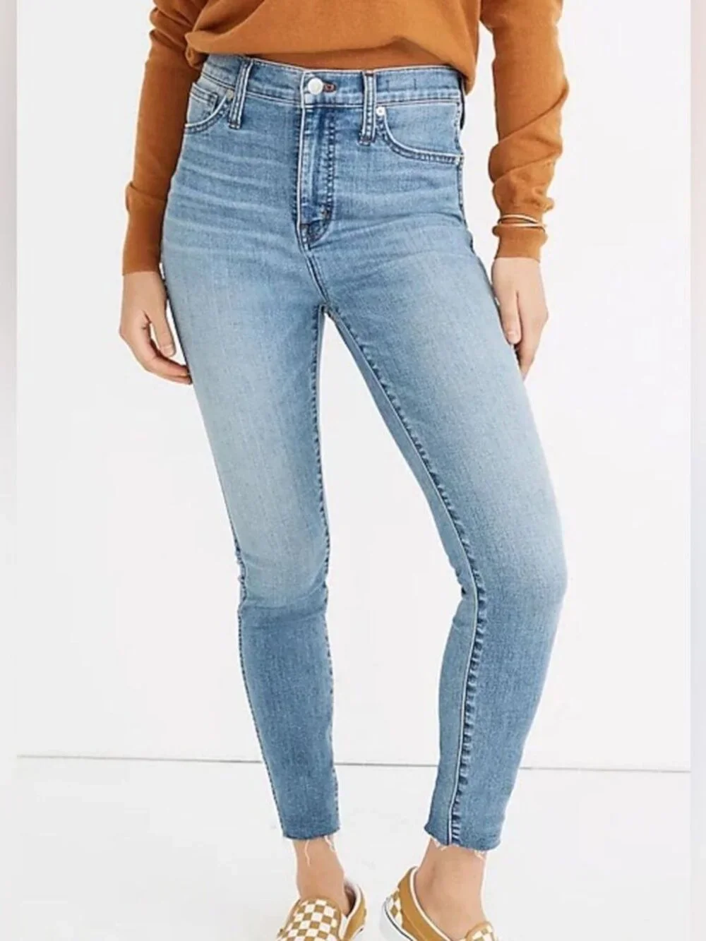Madewell 10" High-Rise Skinny Jeans Sz 27 Raw-Hem Light Wash - Picture 1 of 10